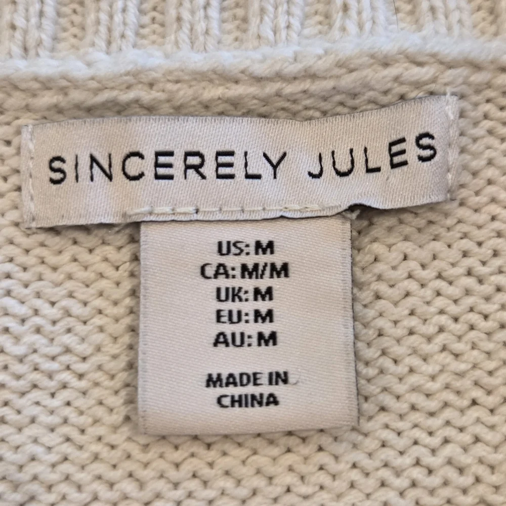 Sincerely Jules BOW Sweater Women's Long Sleeve Cream M - Picture 4 of 6